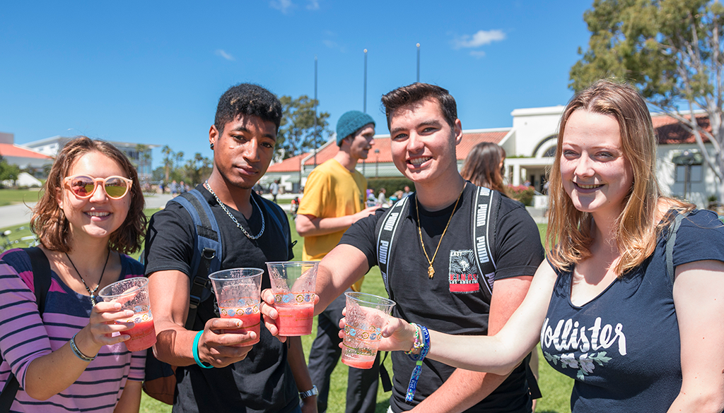 Santa Barbara City College students drinking smoothies at Earth Day